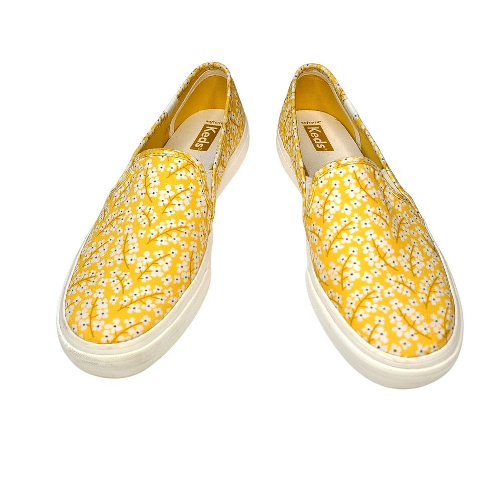 Kids Women's Double Decker Floral Yellow Slip On  Shoes Size 7.5